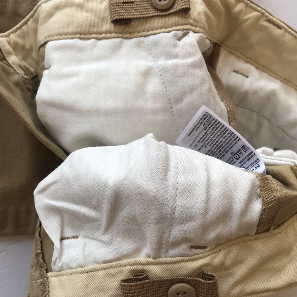 GAP Kids Uniform Chino Pants Khaki size 10 Unisex Design Button Cinch Adj. Waist